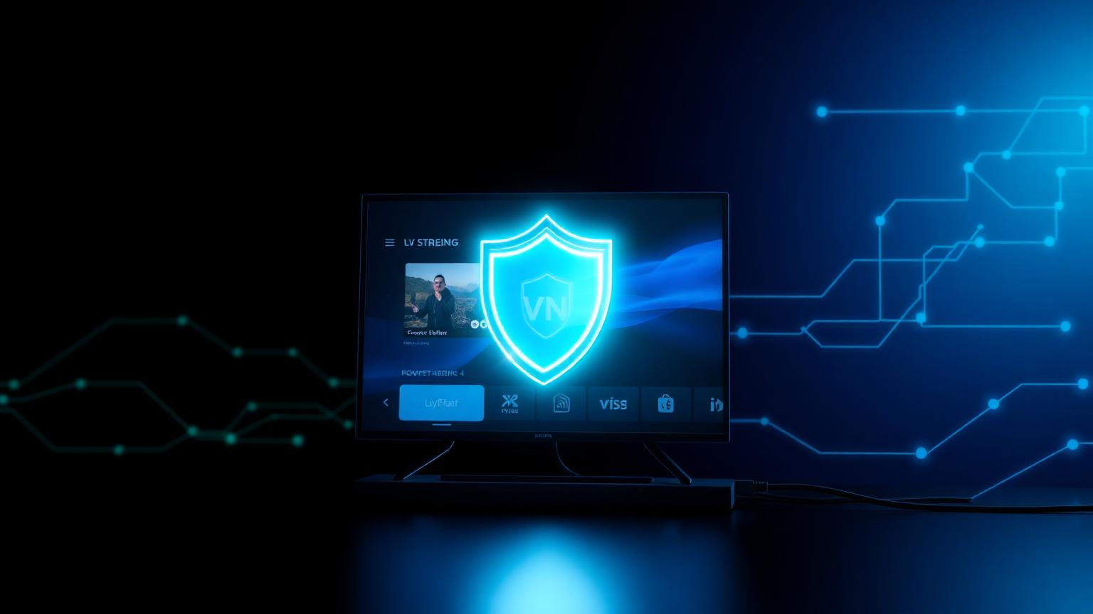 VPN shield protecting an IPTV streaming session on a Smart TV