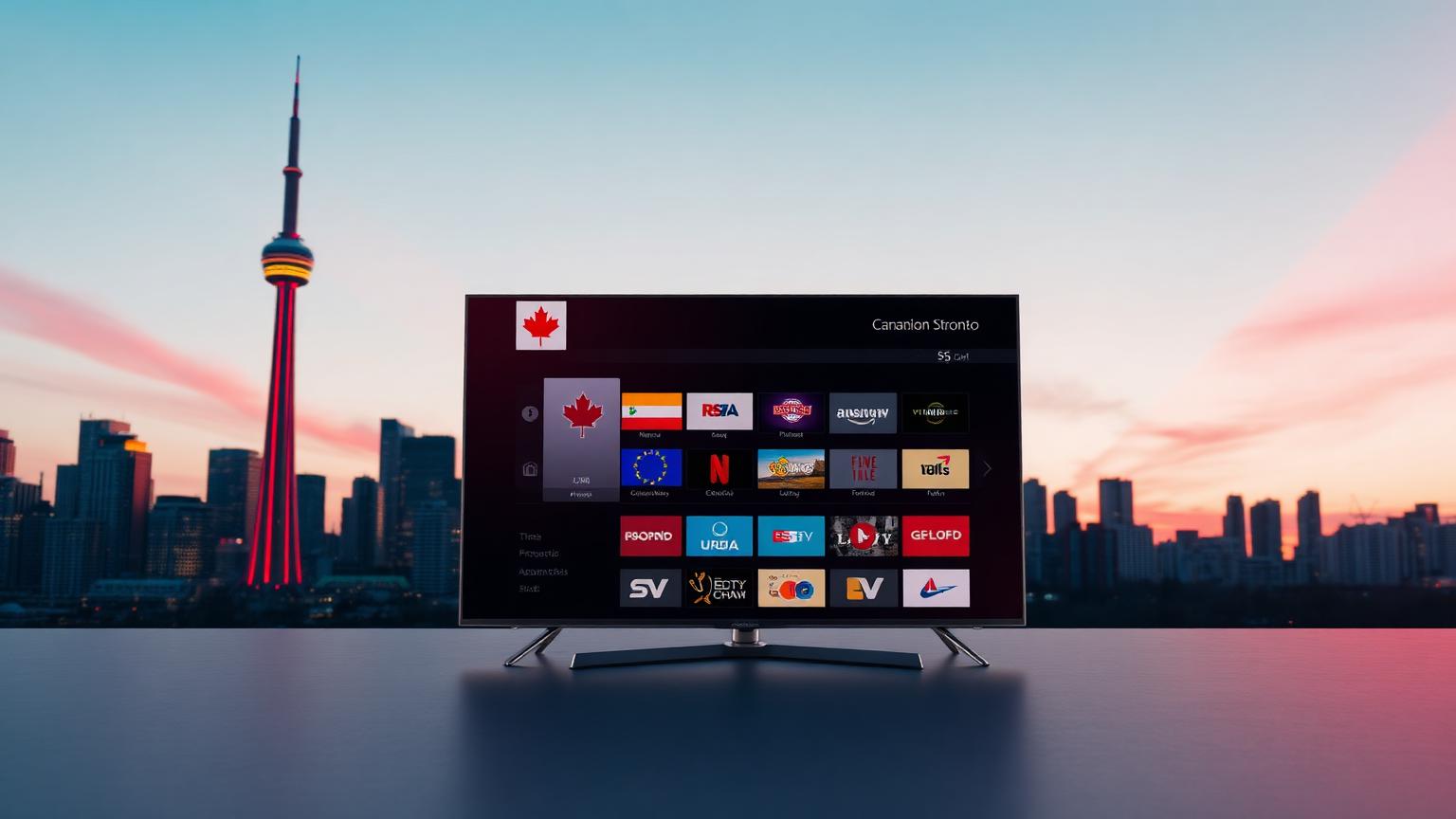 CN Tower and TV showing Canadian IPTV channels