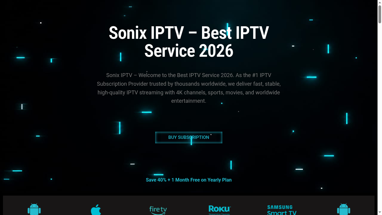Sonic IPTV website homepage screenshot